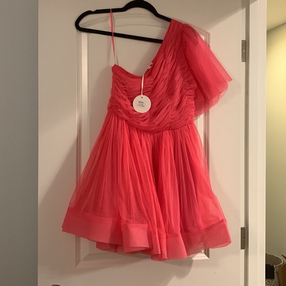 Pink Tulle One Shoulder Dress - Size Small